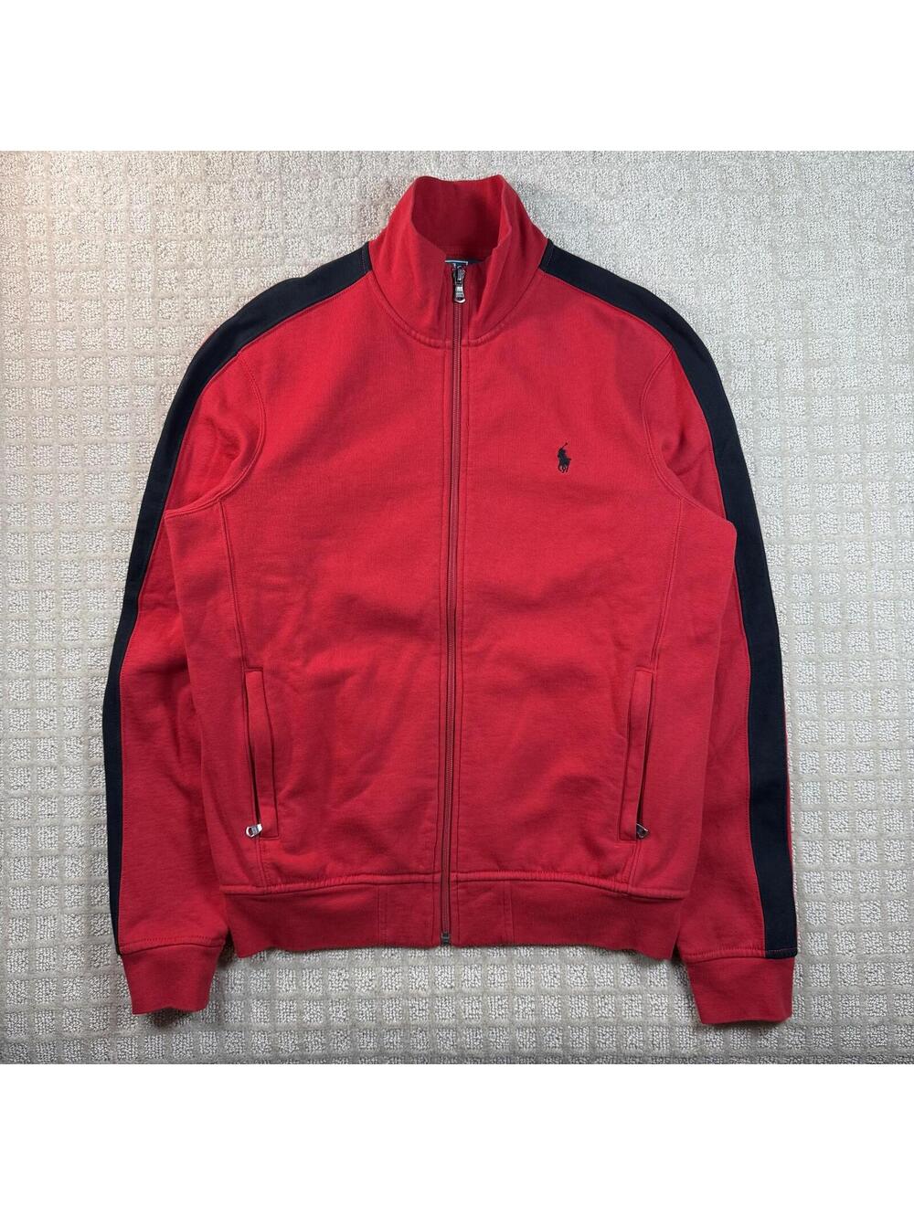 Vintage Polo Ralph Lauren Track Jacket Red Black Medium